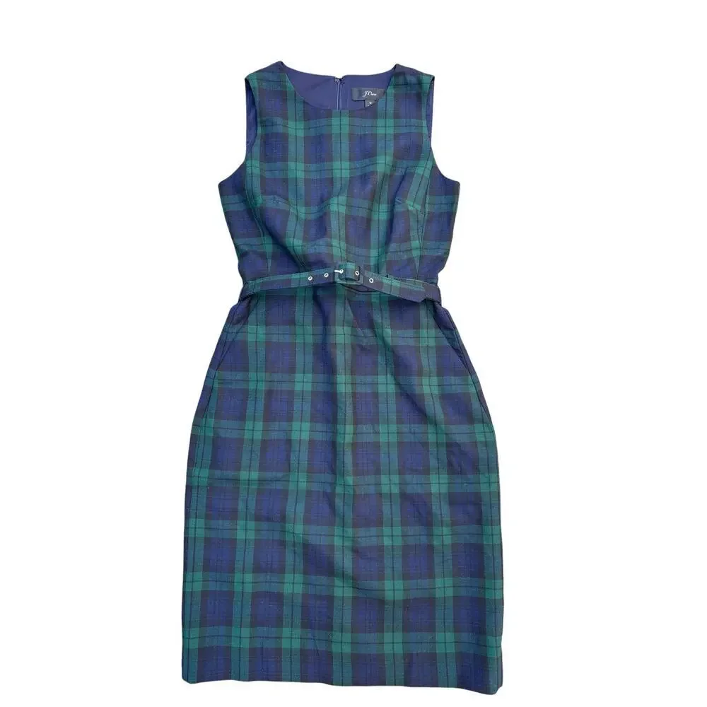 J.Crew Wool Plaid Sheath Dress Size 0 New with Tags